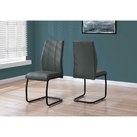 DAPHNES DINNETTE 39 in. Grey Leather Look & Metal Dining Chair - 2 Piece DA3596423